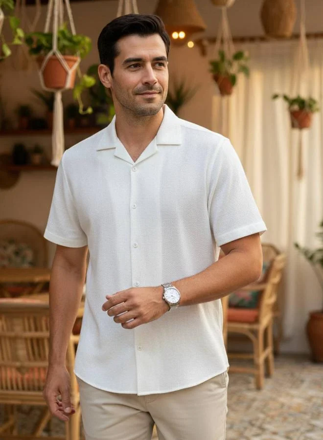 ترولوم قميص قطن سادة بقصة عادية للرجال